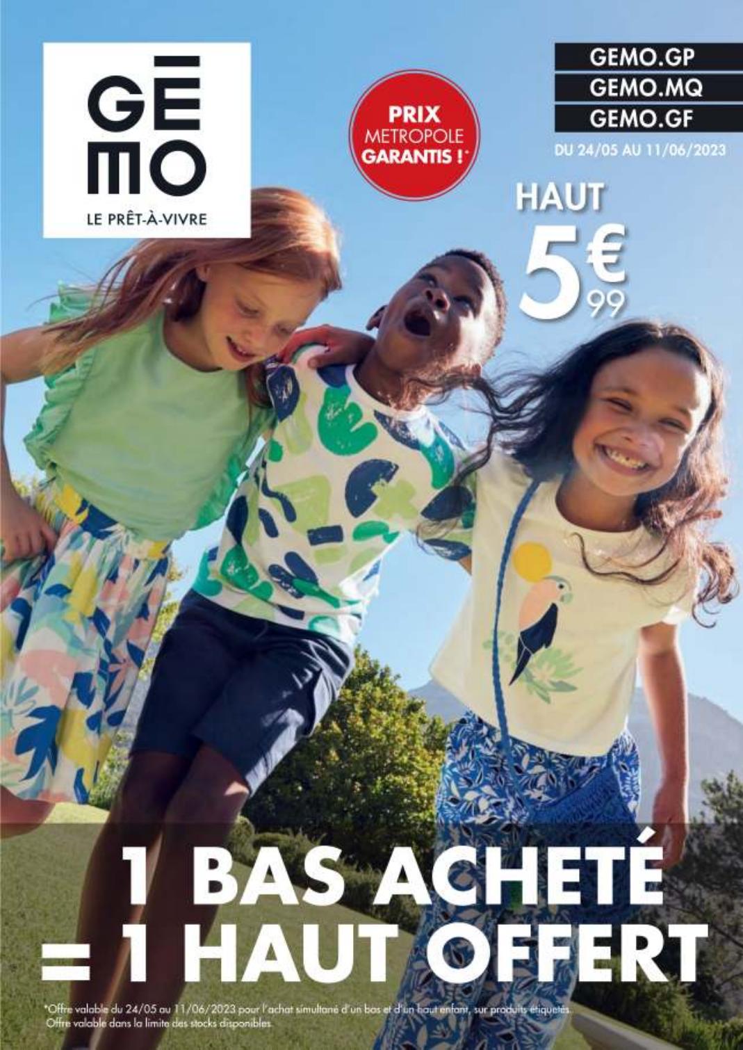 Les Promos Gémo du 24 mai au 11 juin 2023 1 bas acheté 1 haut offert